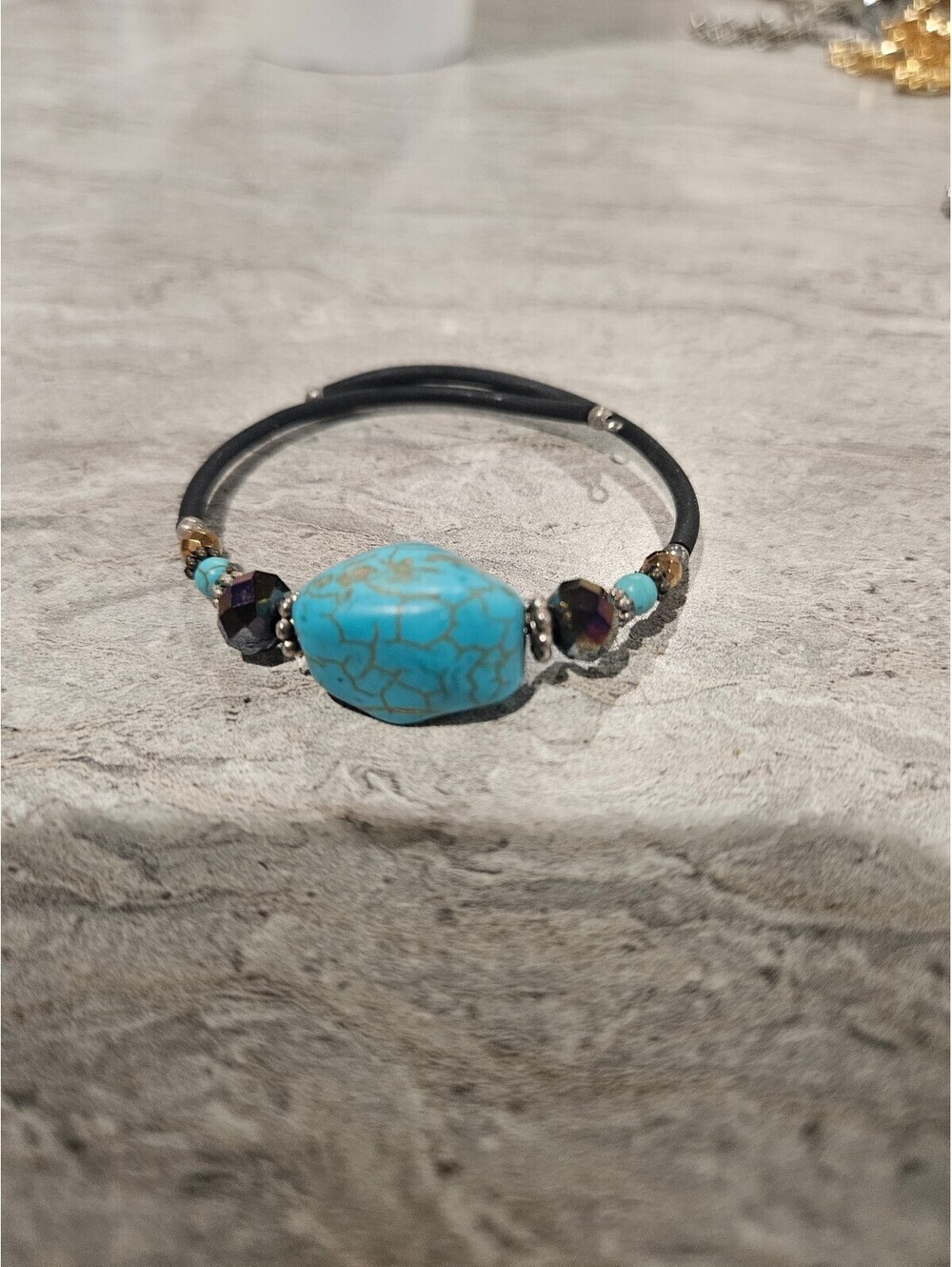 Handcrafted Turquoise Beaded Leather Wrap Bracelet
